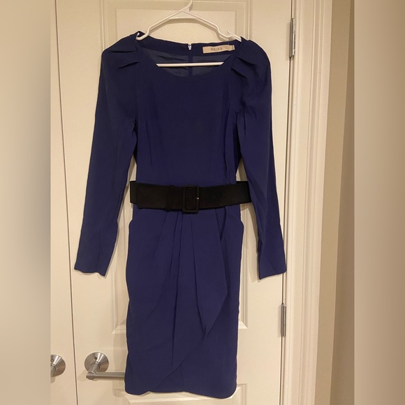Reiss Blue Dress With Belt Size 2 - Picture 4 of 7